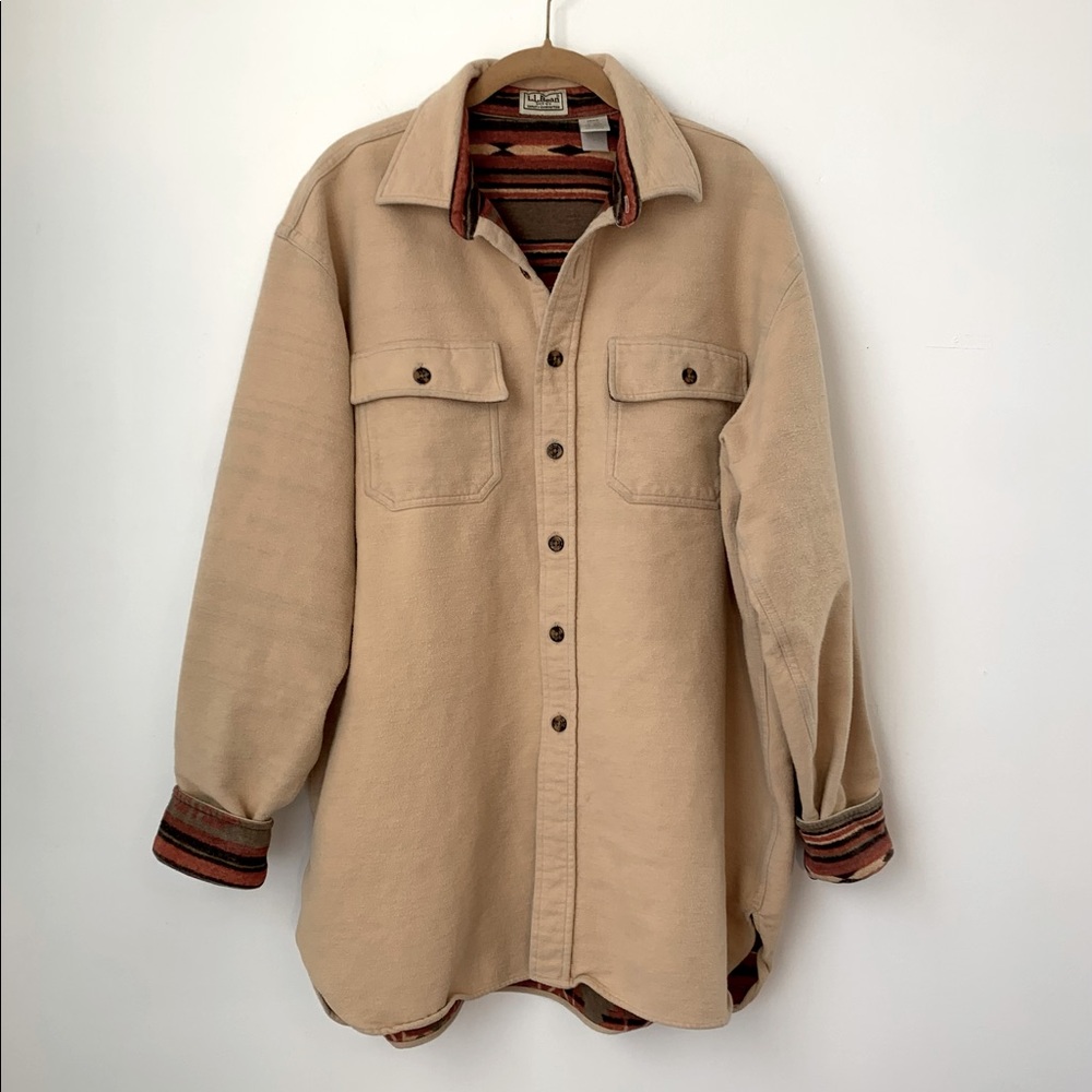 L.L. Bean Casual Beige Button Down Shirt